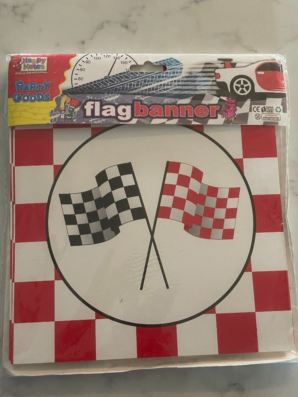 Racing Happy Birthday Red Black Race Car Birthday Banner 56" Long - New